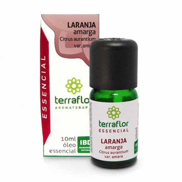 Caixa + frasco do óleo essencial de laranja amarga 10ml