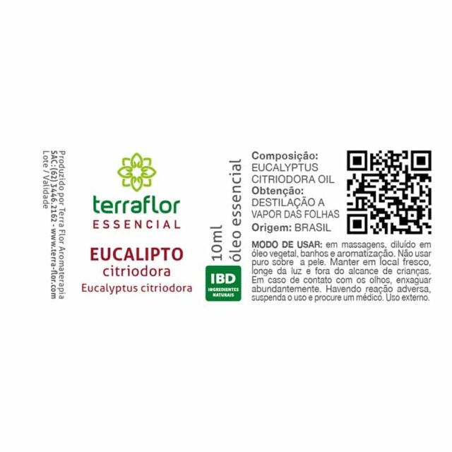 Rótulo do óleo essencial Eucalipto citriodora - 10ml