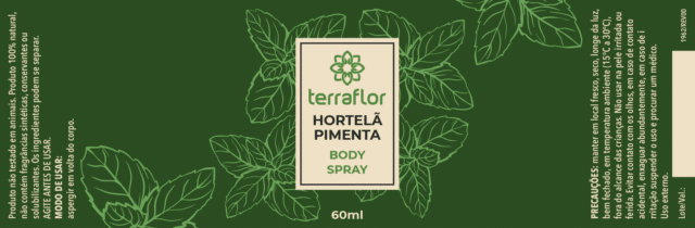 Rótulo do Body Spray Hortelã Pimenta.