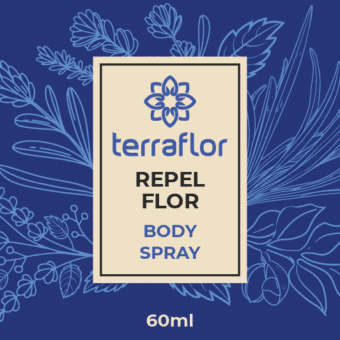 Rótulo do Body Spray Repel Flor.